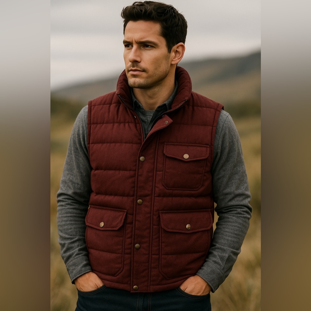 Filson Duck Down Puffer Vest Red Maroon Size Women's S / Men's XS